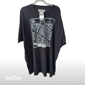 Well Done Goods Men's 3XL Big & Tall Black Detroit 1800s Map Graphic T-Shirt